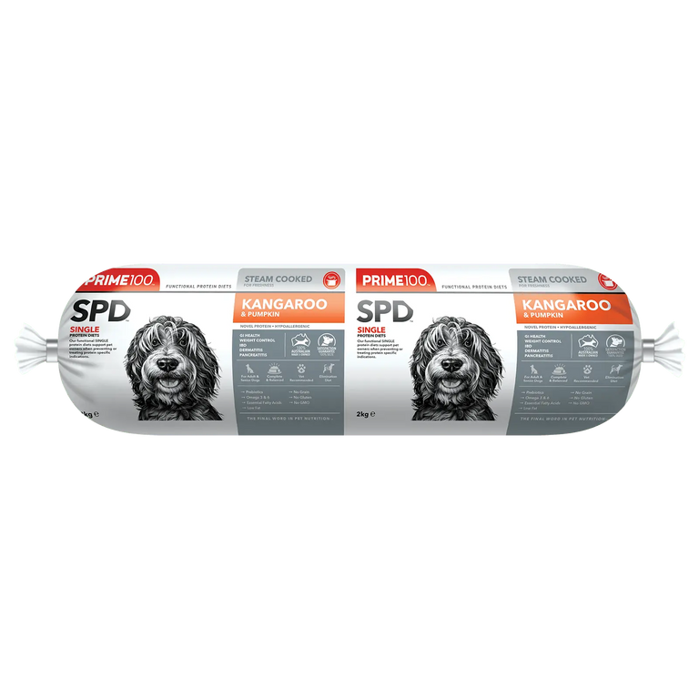 Prime100 Dog Food Roll SPD Kangaroo & Pumpkin - Kellyville Pets