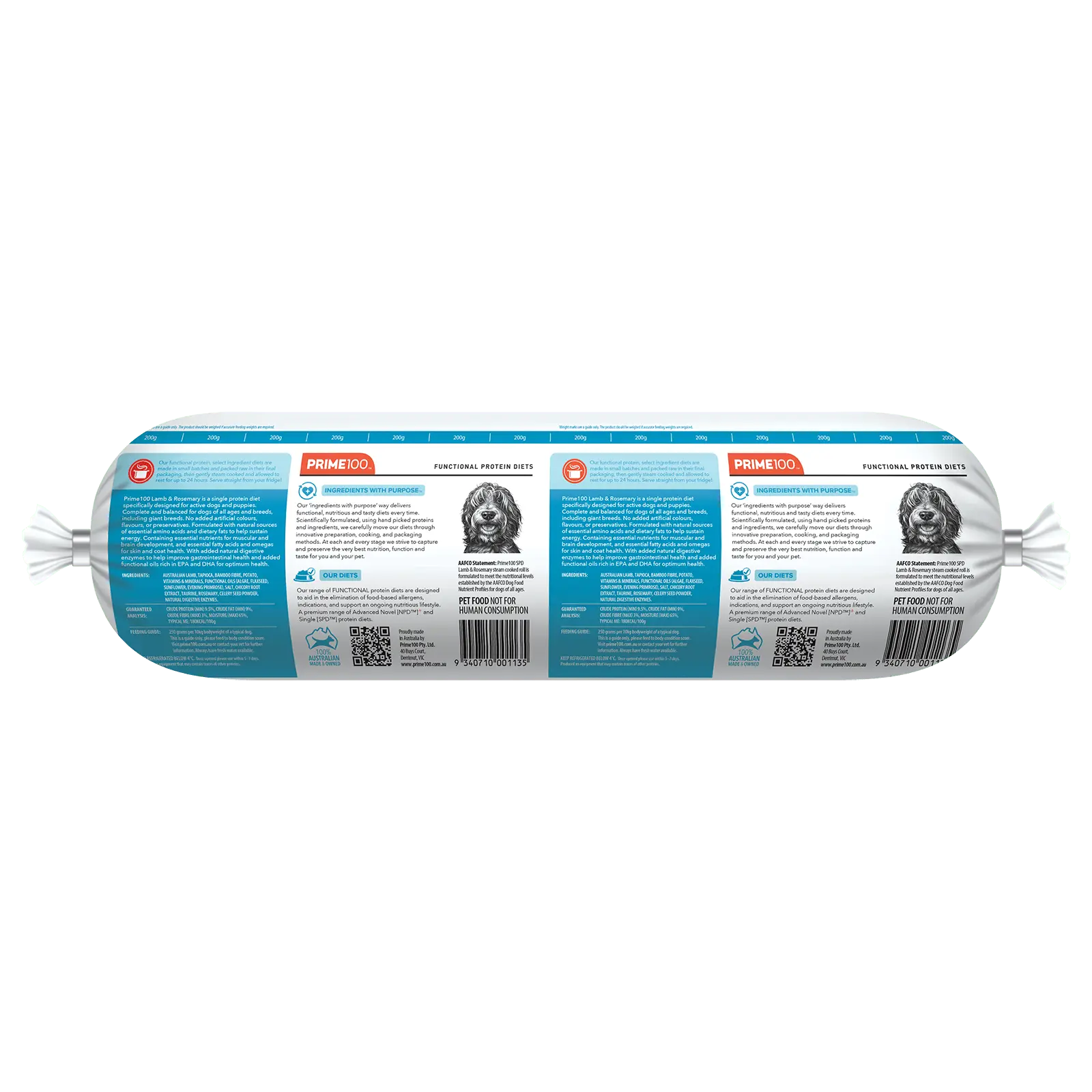 Prime100 Dog Food Roll SPD Lamb & Rosemary - Kellyville Pets