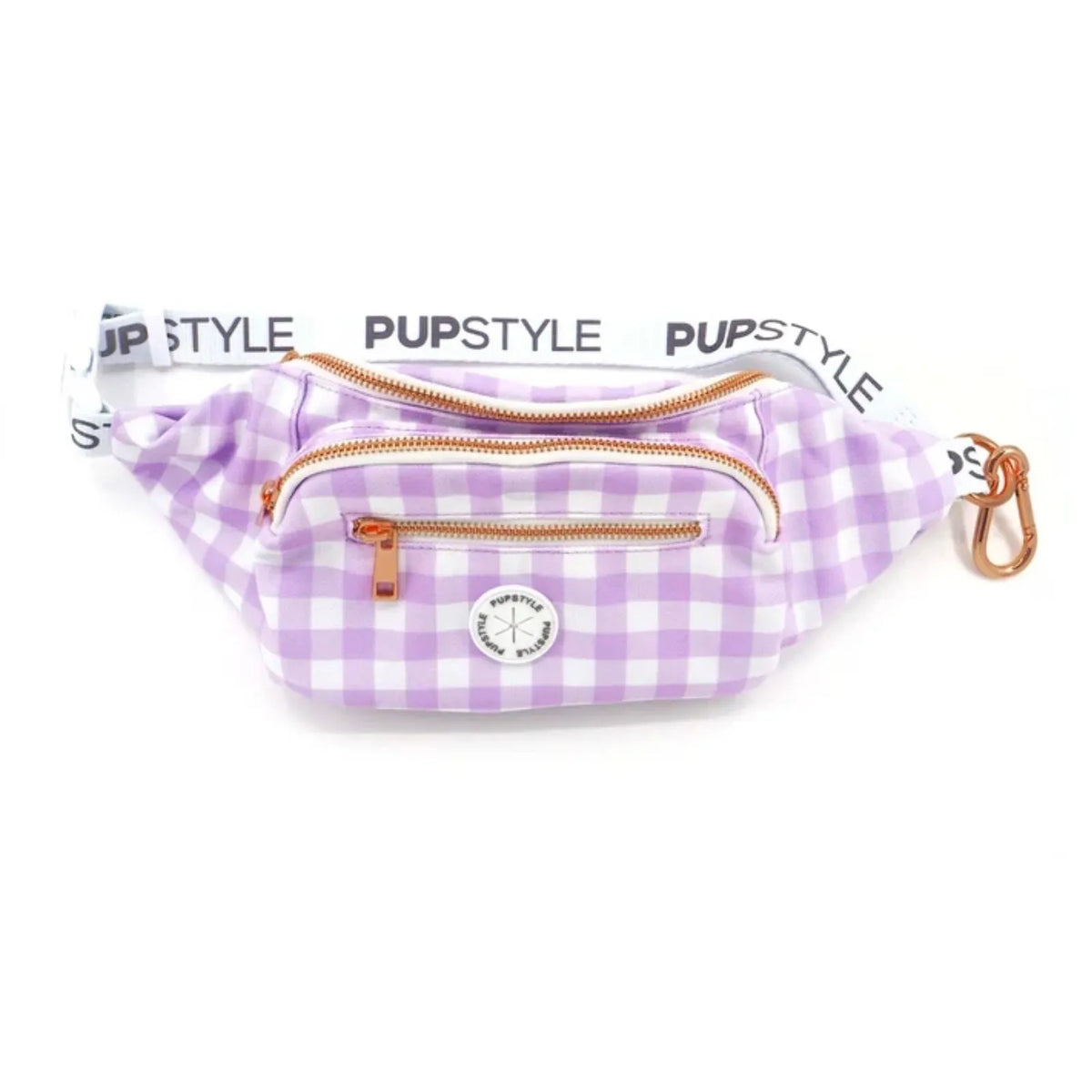 Pupstyle Berry Milkshake Dog Parent Bum Bag with adjustable waist strap.
