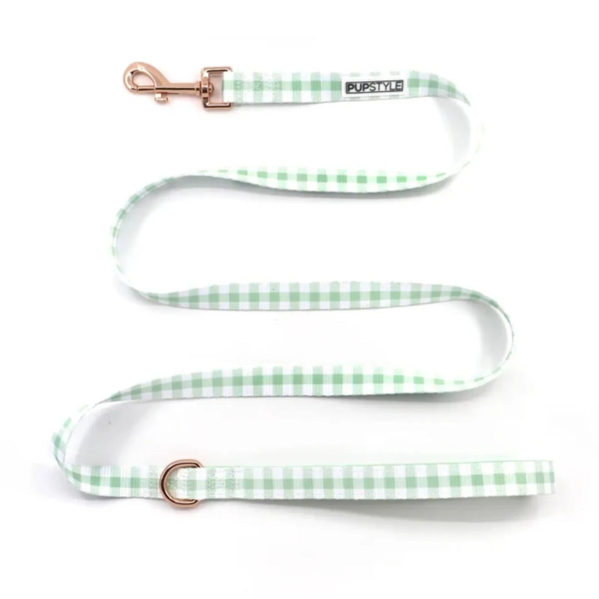 PUPSTYLE Sweet Apple Suburban Dog Leash with rose gold spring clip.