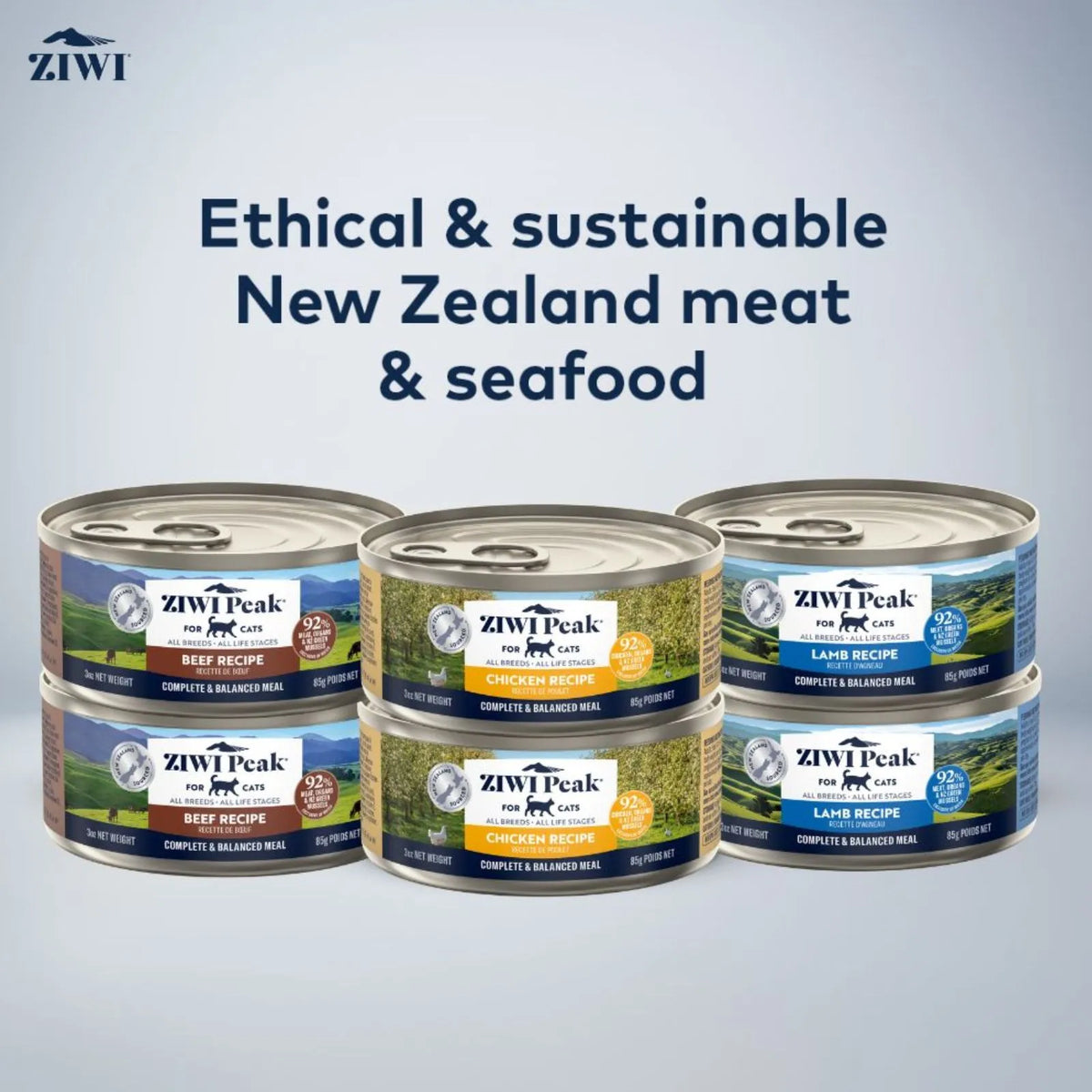 Ziwi Peak Cat Variety Pack 6 Flavours Can Food - 6 x 85g