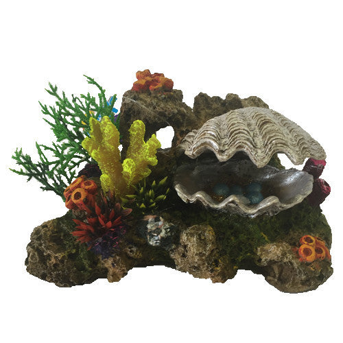 Action Clam with Coral and Plants Medium