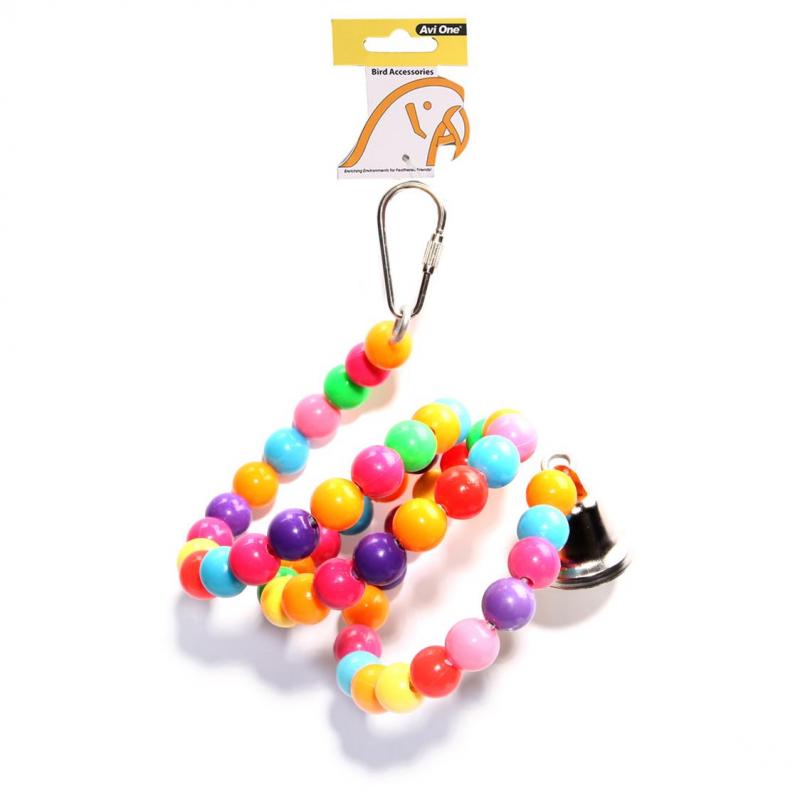 Avi One Bird Toy Coloured Beads Twister with Bell