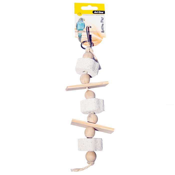 Avi One Bird Toy Wooden Blocks with Pumice & Rope