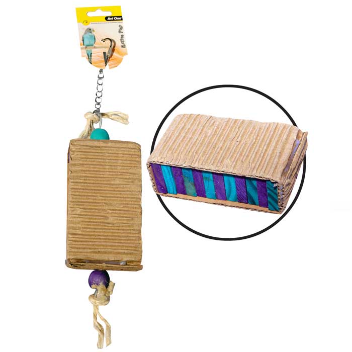 Avi One Bird Toy Wooden Blocks & Corrugated Board with Beads