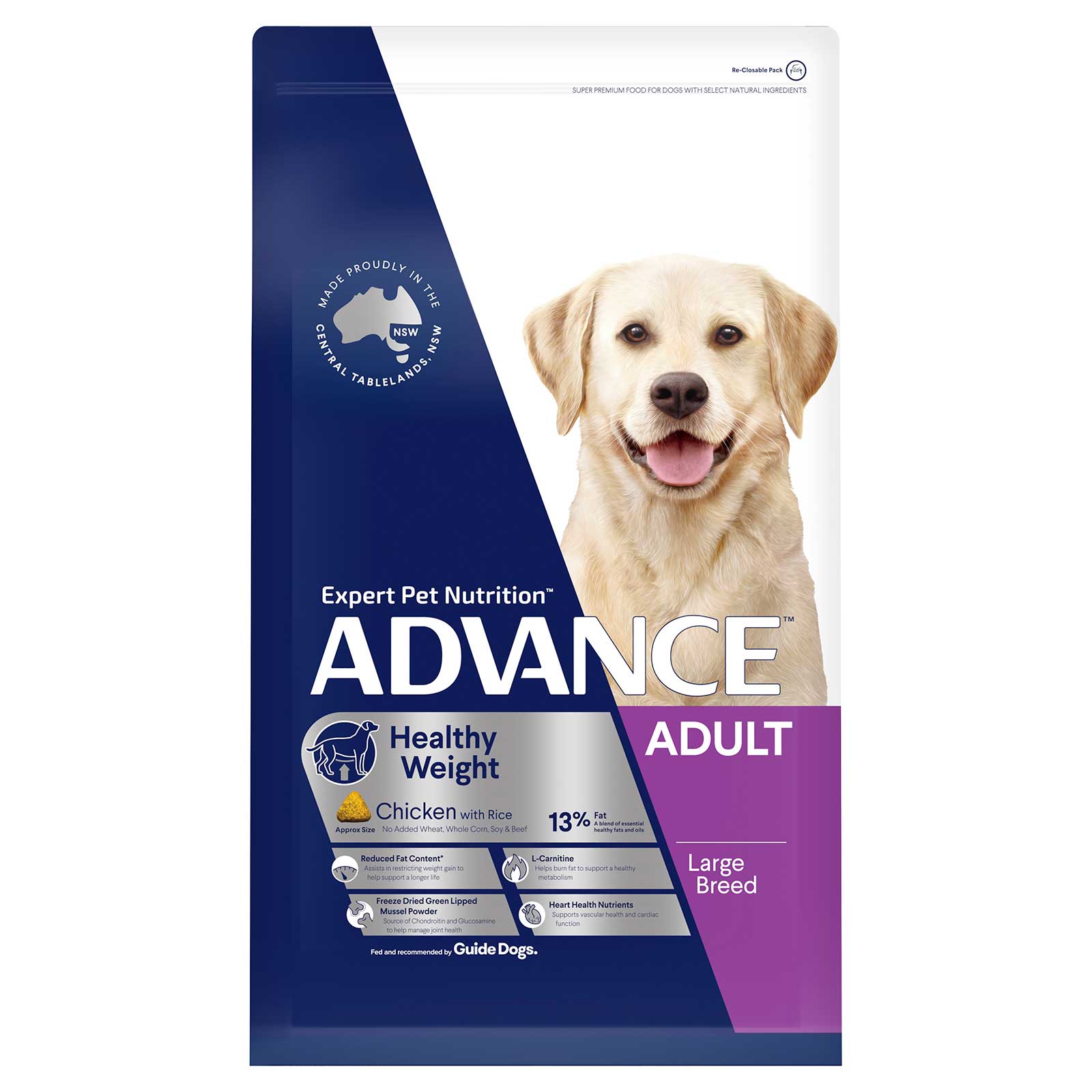 Advance Dog Food Adult Large Breed Healthy Weight Chicken with Rice