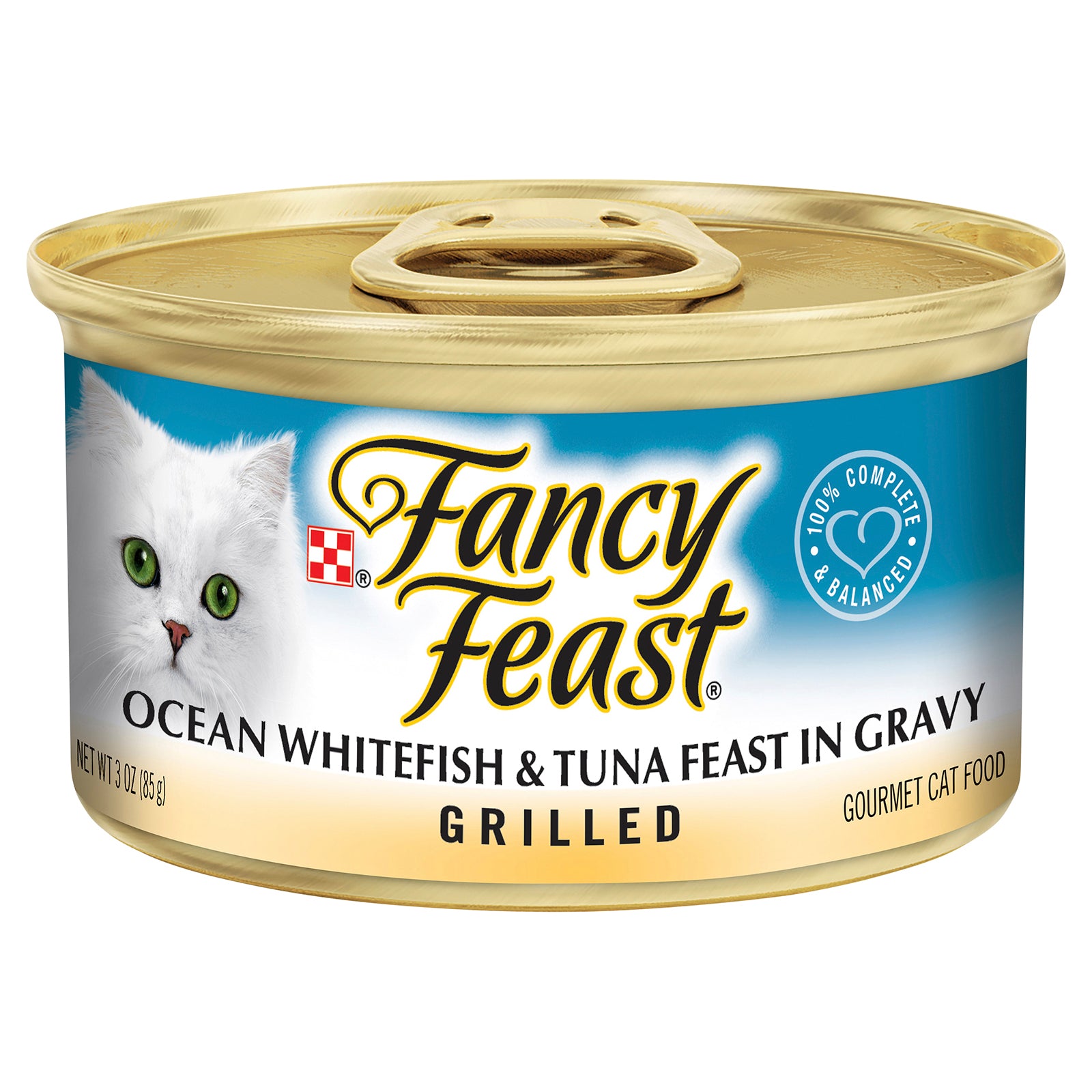 Fancy Feast Cat Food Can Adult Grilled Ocean Whitefish & Tuna in Gravy