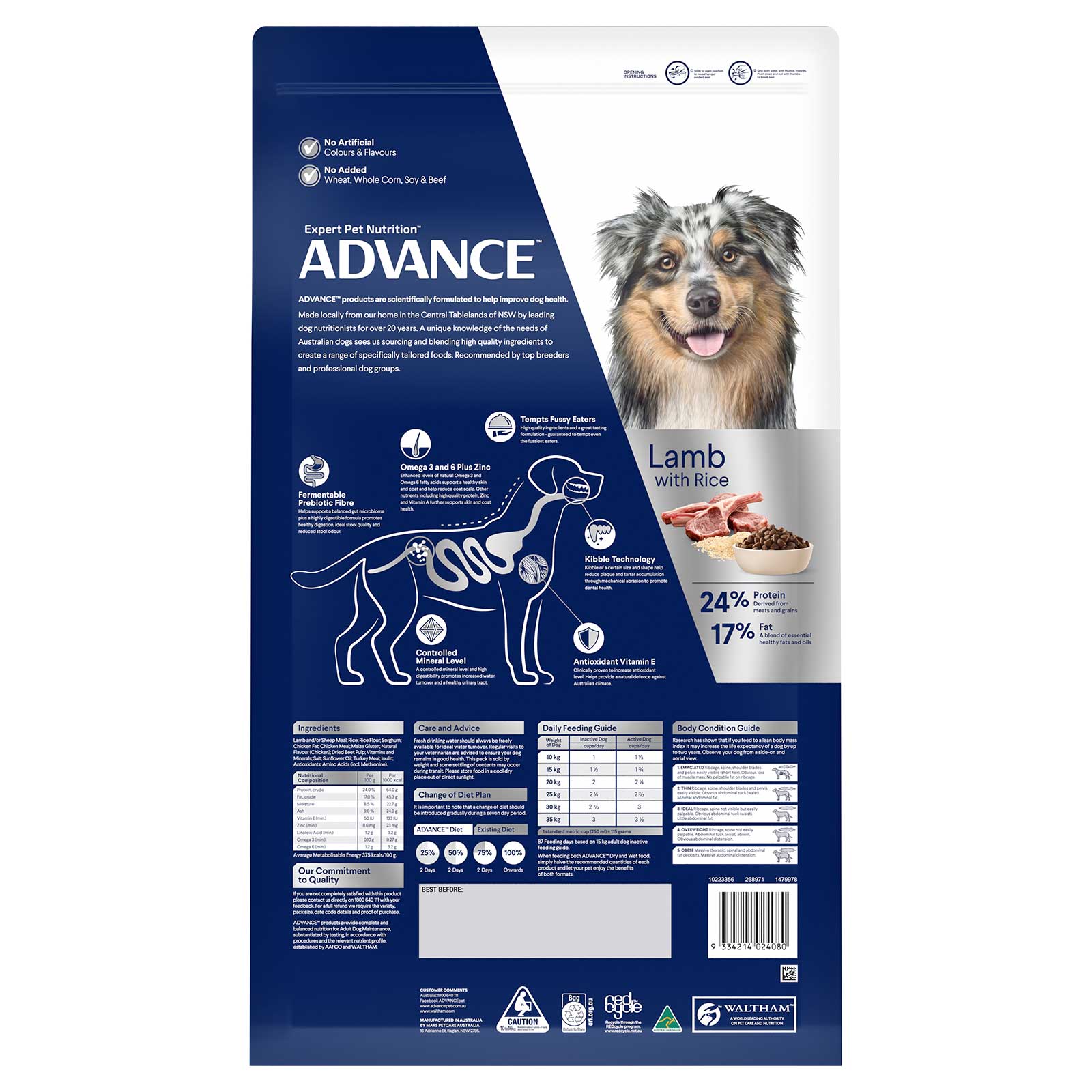 Advance Dog Food Adult Medium Breed Lamb with Rice