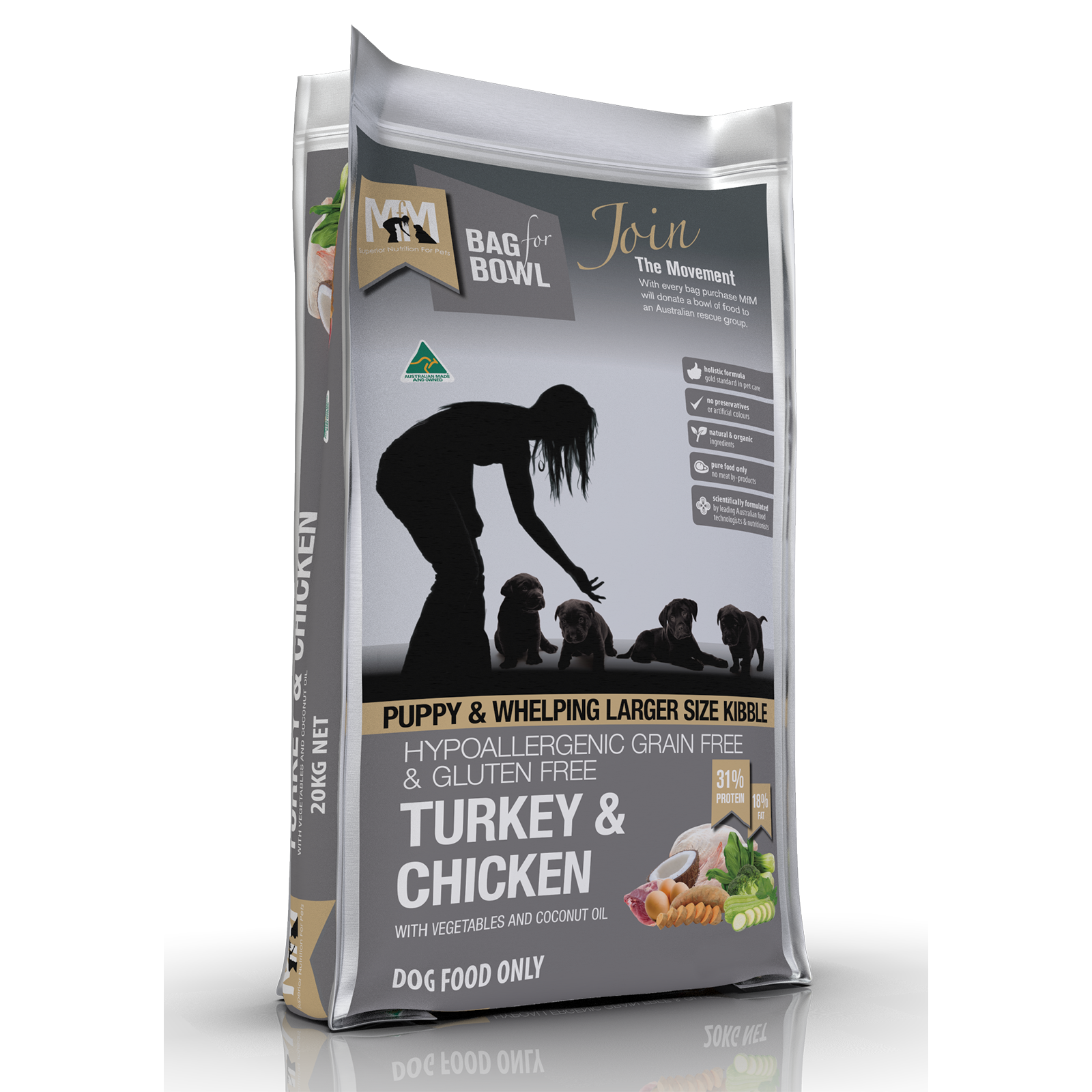 Meals For Mutts Grain Free Dog Food Puppy Large Kibble Turkey & Chicken
