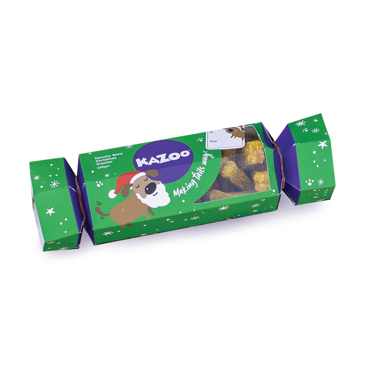 Kazoo Xmas Dog Treat Christmas Cracker with Munchy Bones