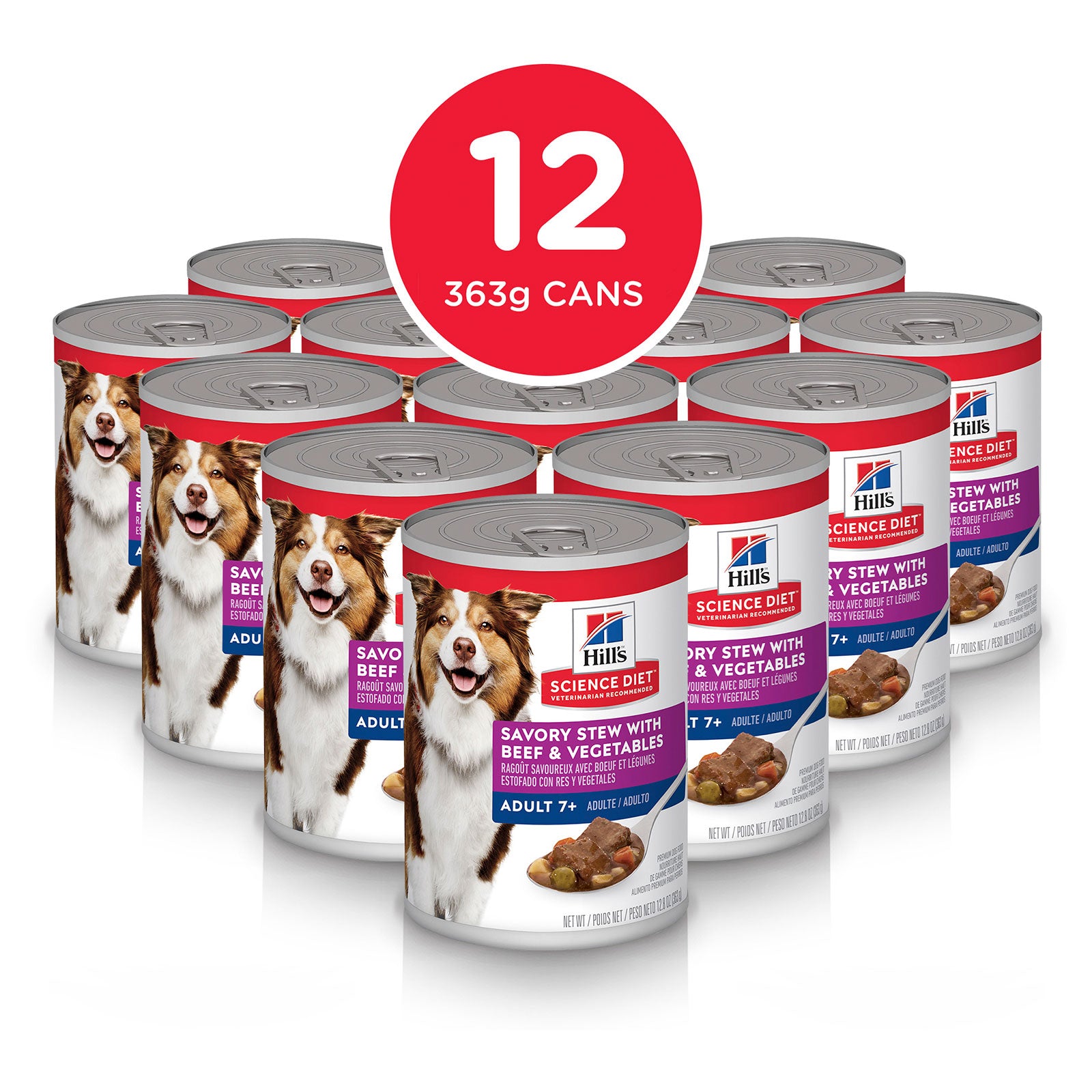 Hill's Science Diet Dog Food Can Adult 7+ Savoury Stew Beef & Vegetables