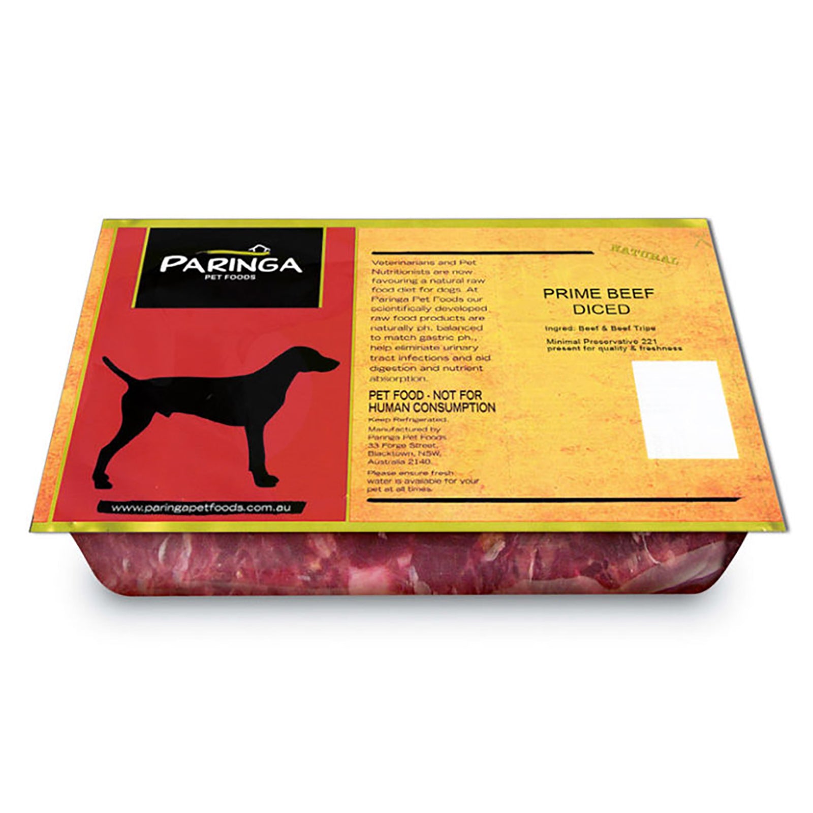 Paringa Raw Dog Food Prime Beef Diced 1kg