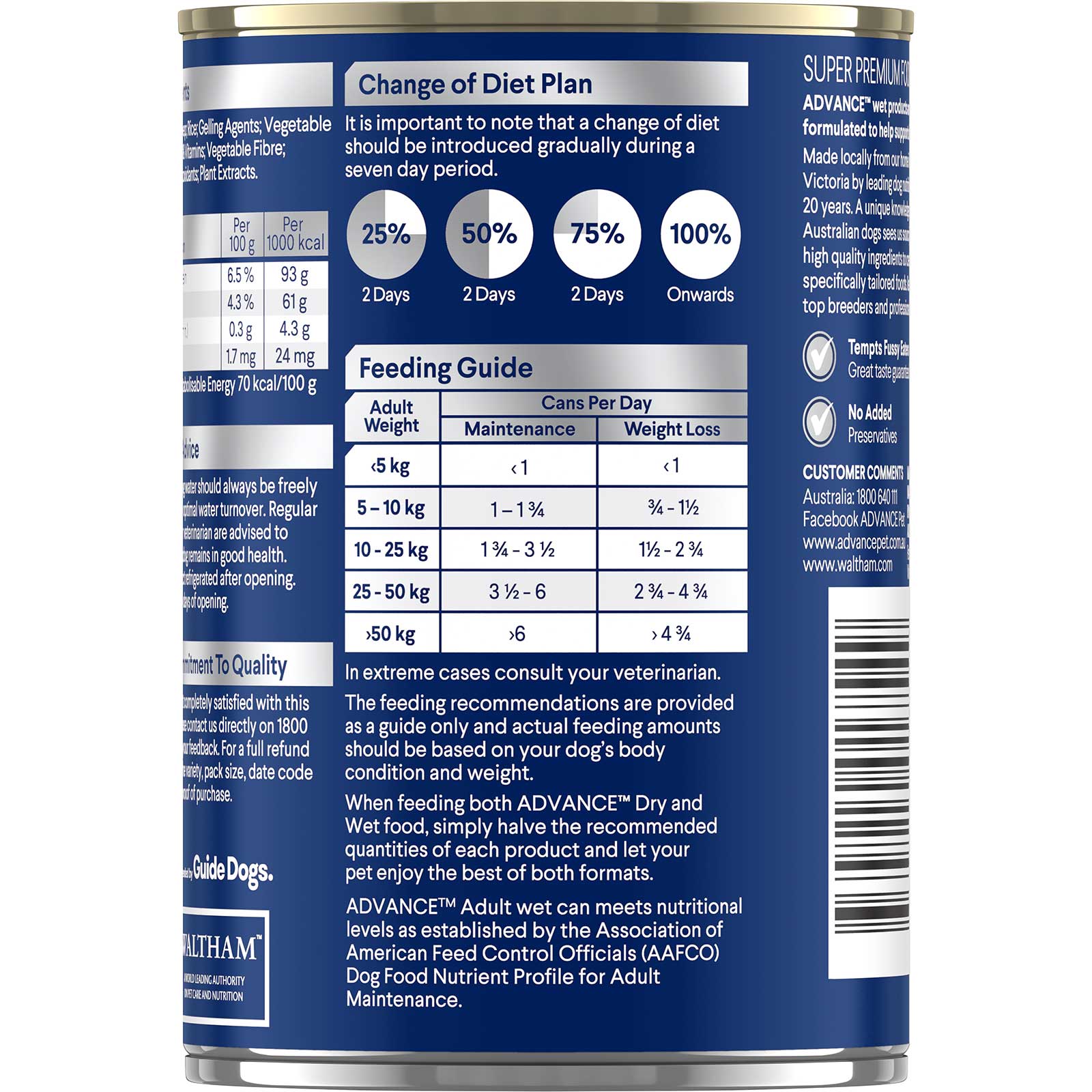Advance Dog Food Can Adult Healthy Weight Chicken with Rice