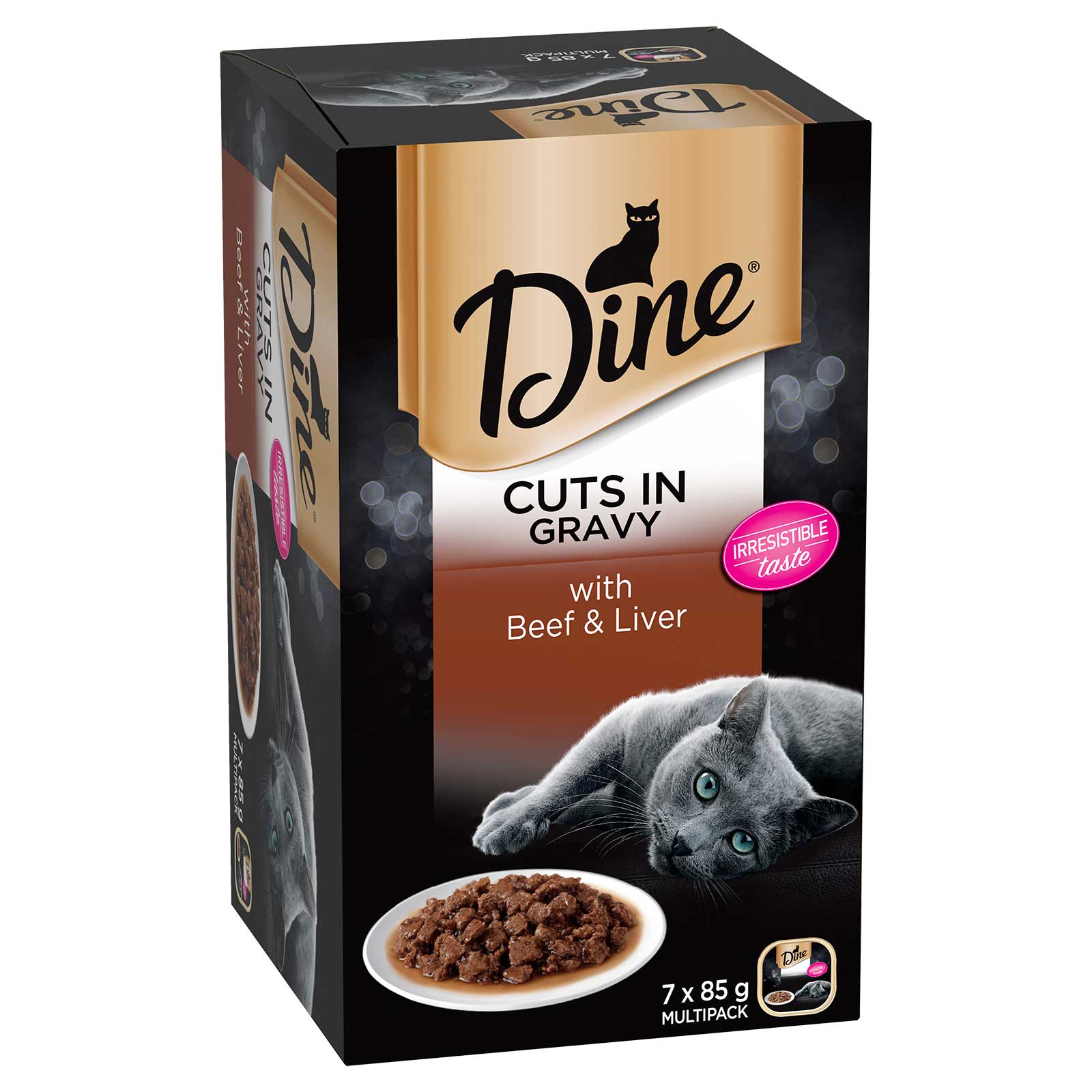 Dine Cat Food Tray Cuts in Gravy with Beef & Liver