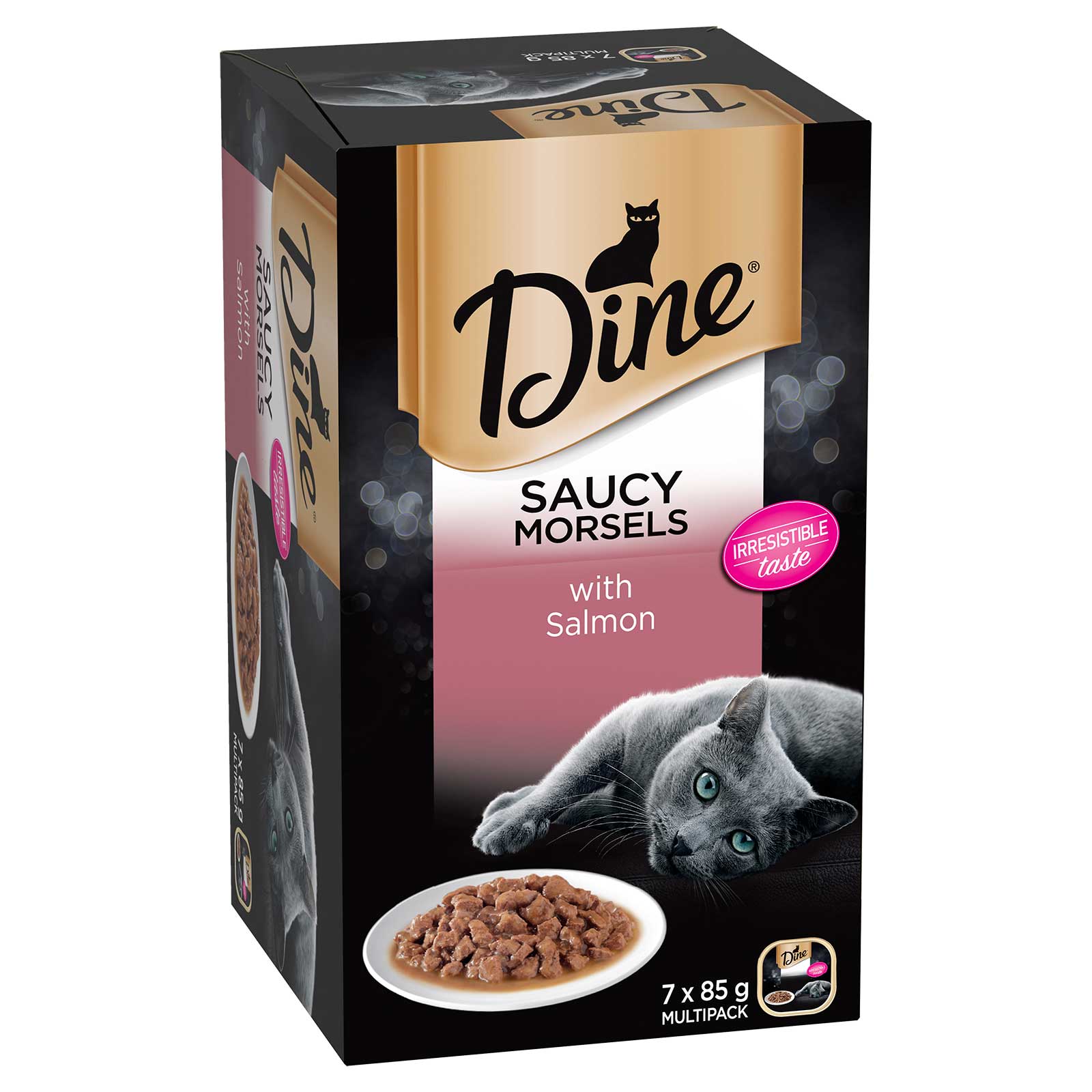 Dine Cat Food Tray Saucy Morsels with Salmon