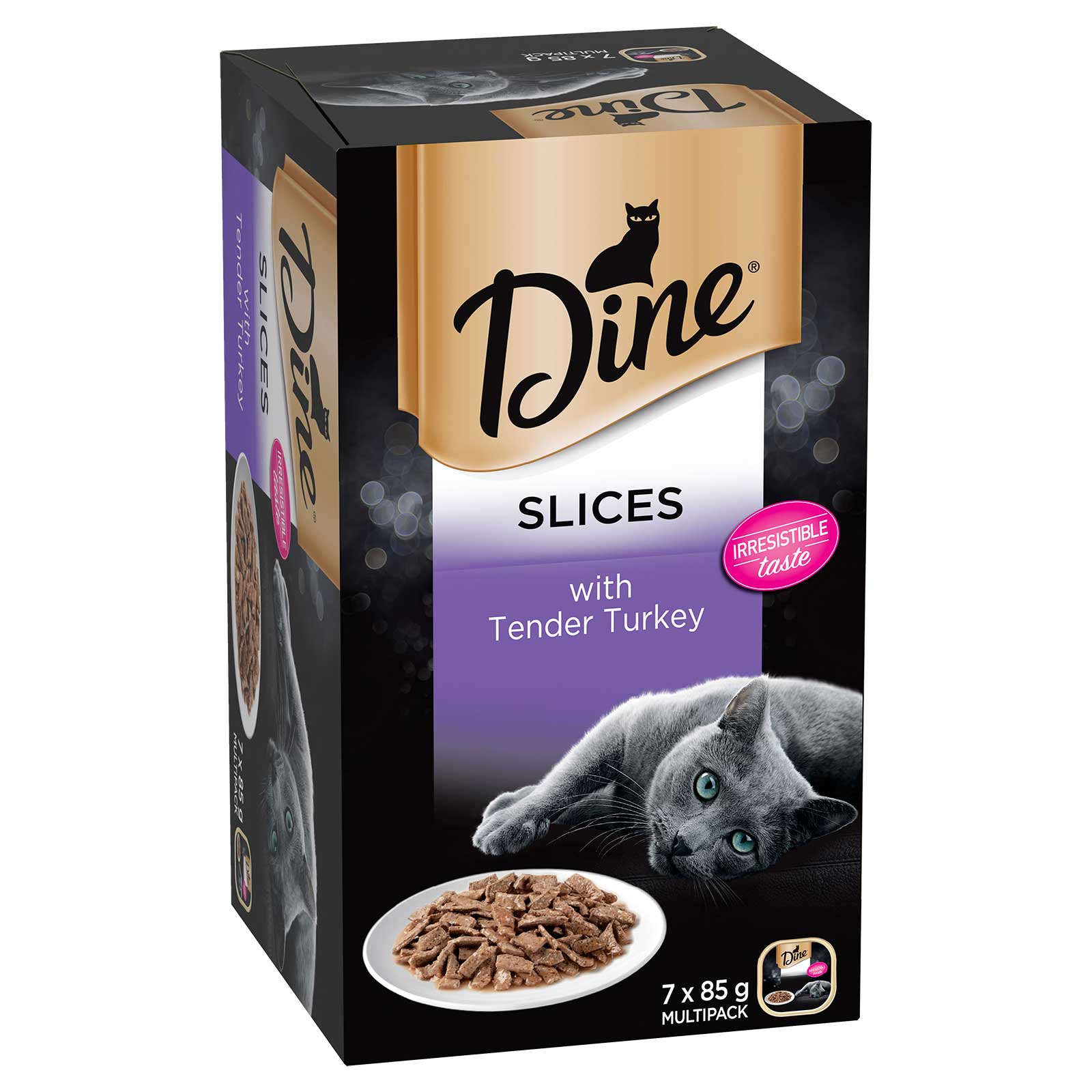 Dine Cat Food Tray Slices with Tender Turkey