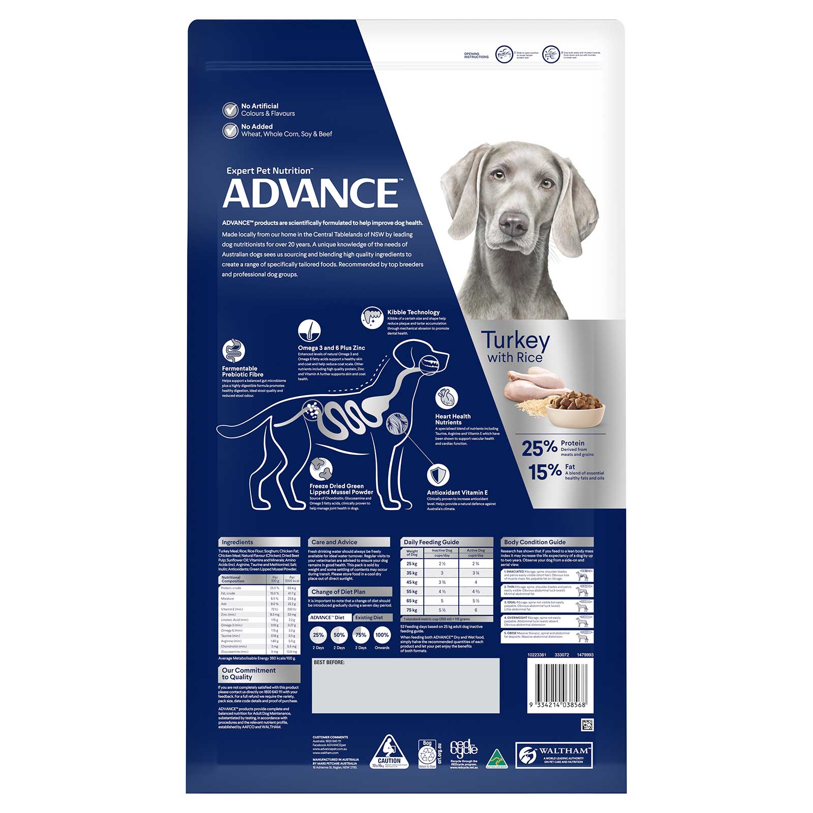 Advance Dog Food Adult Large Breed Turkey with Rice