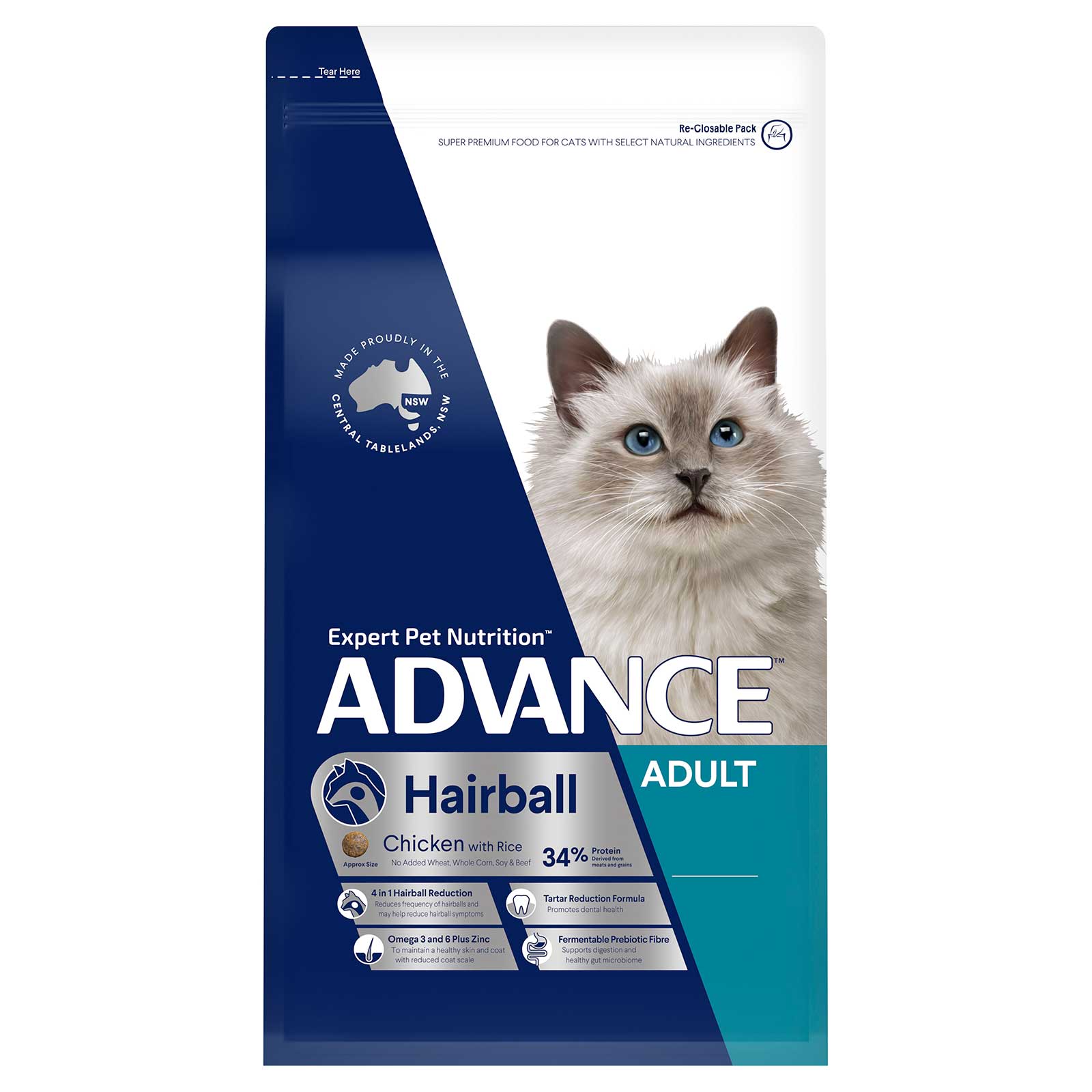 Advance Cat Food Adult Hairball Chicken with Rice