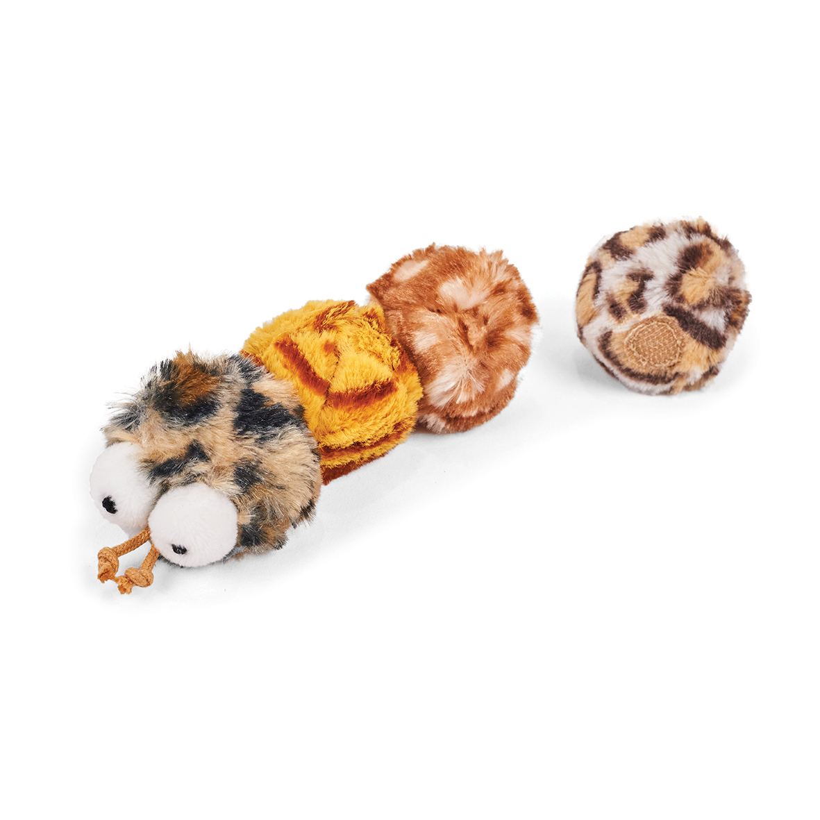 Kazoo Cat Toy Velcro Worm with Catnip and Velcro Balls