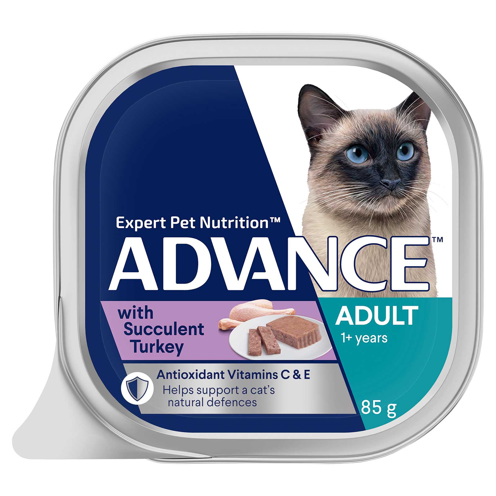 Advance Cat Food Tray Adult with Succulent Turkey