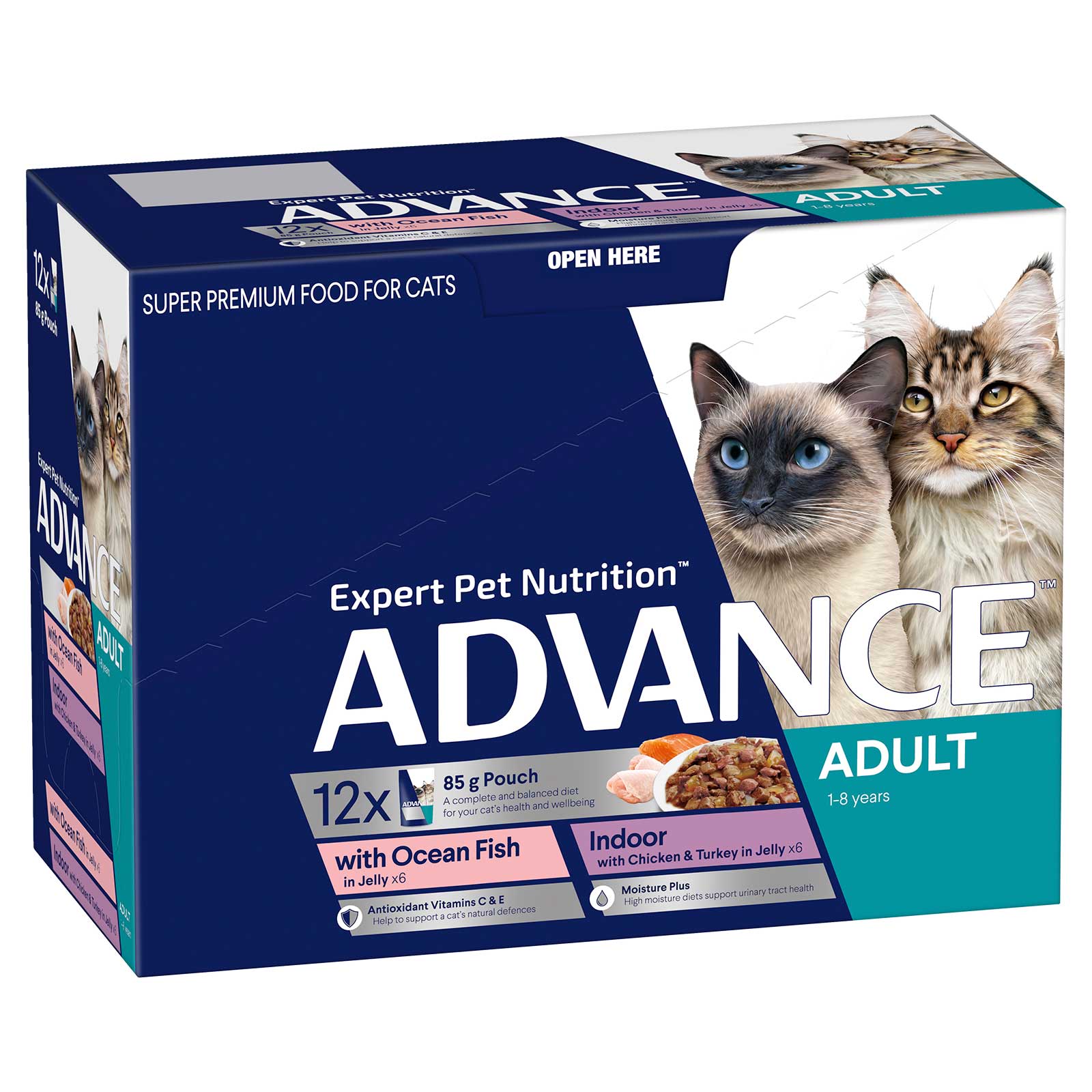 Advance Cat Food Pouch Adult Multipack with Ocean Fish & Indoor
