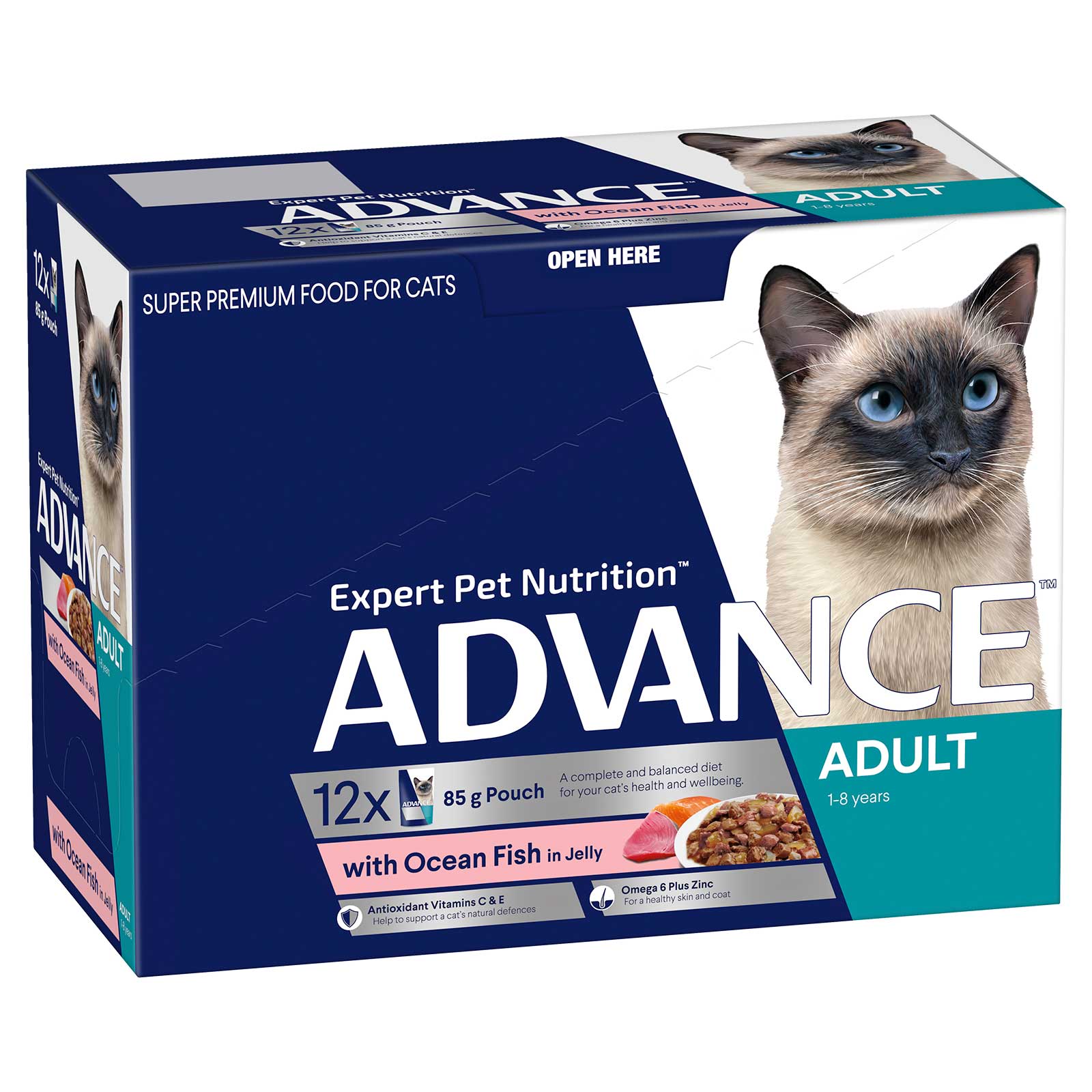 Advance Cat Food Pouch Adult with Ocean Fish in Jelly
