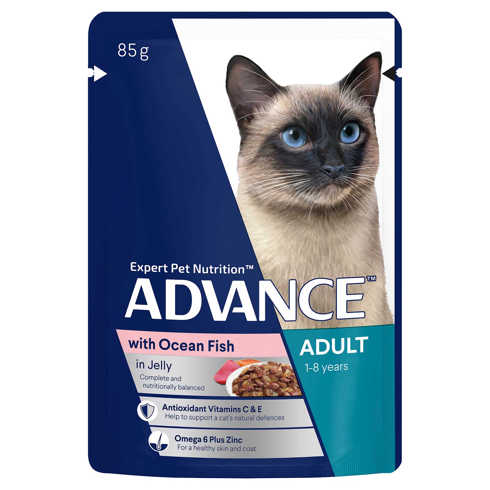 Advance Cat Food Pouch Adult with Ocean Fish in Jelly
