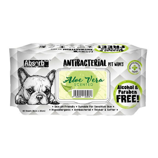Absorb Plus Antibacterial Pet Wipes Aloe Vera