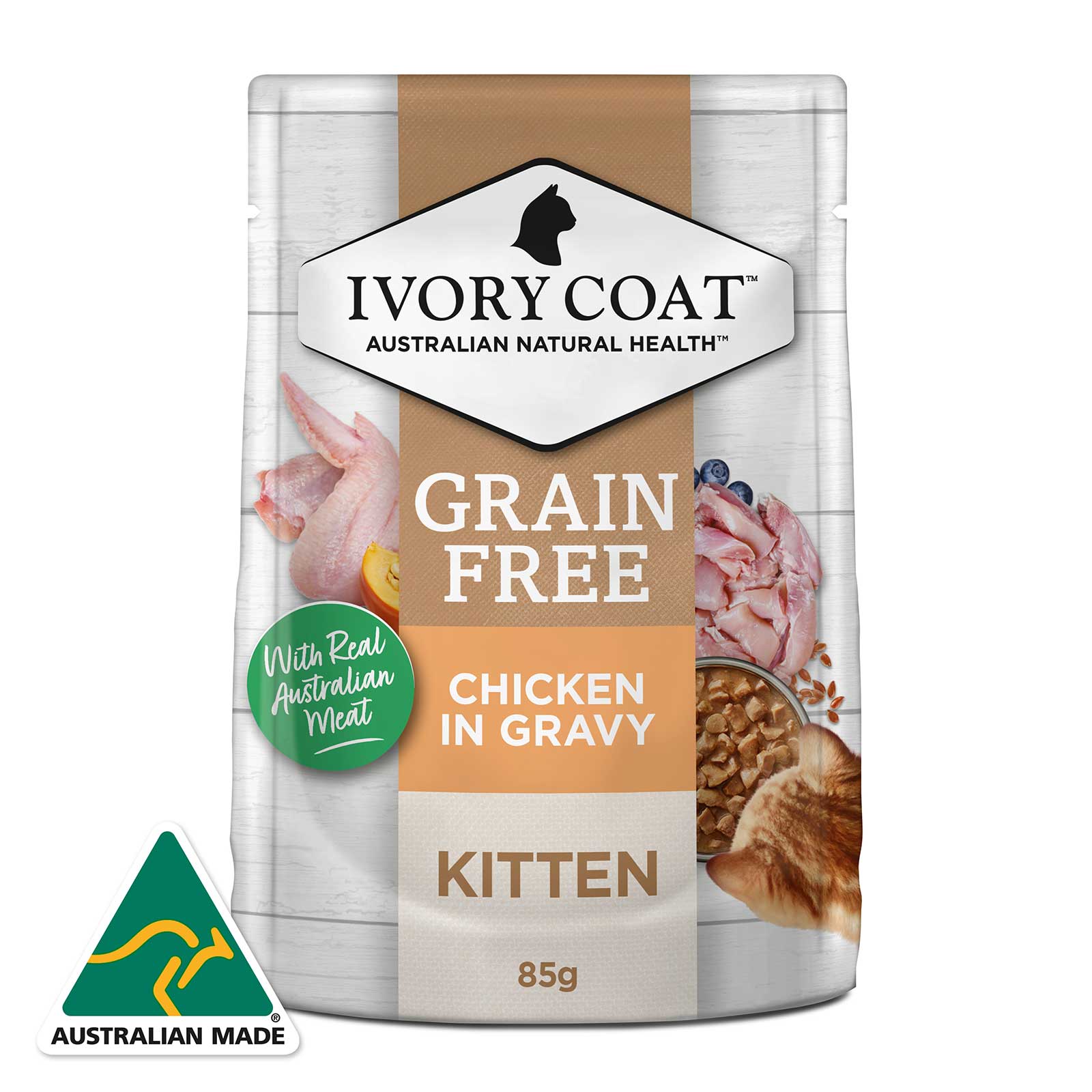 Ivory Coat Cat Food Pouch Kitten Chicken in Gravy