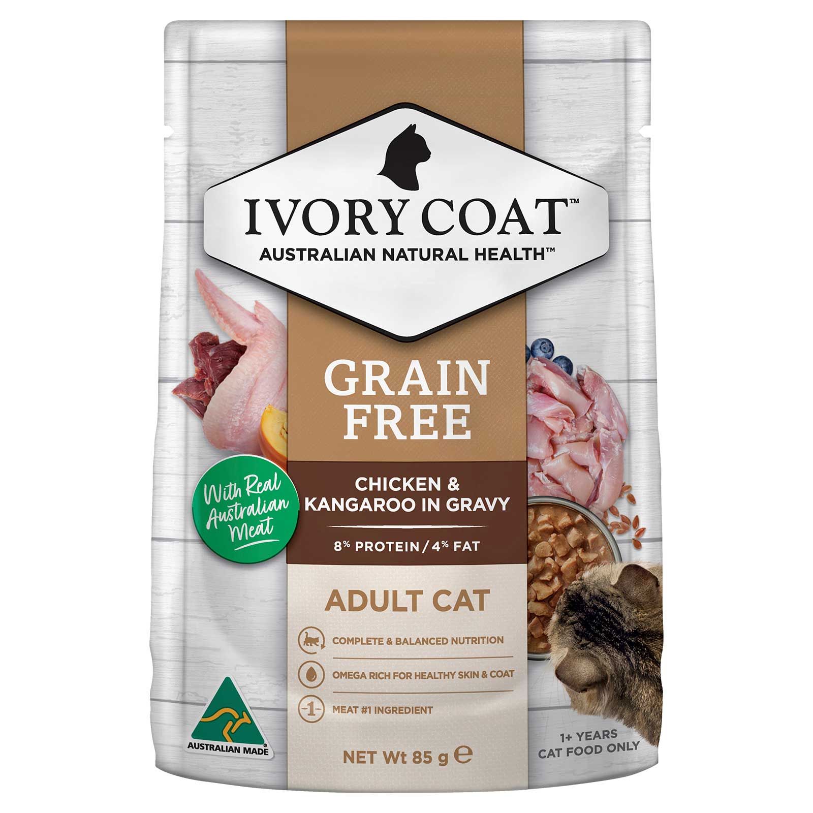 Ivory Coat Cat Food Pouch Adult Chicken & Kangaroo in Gravy