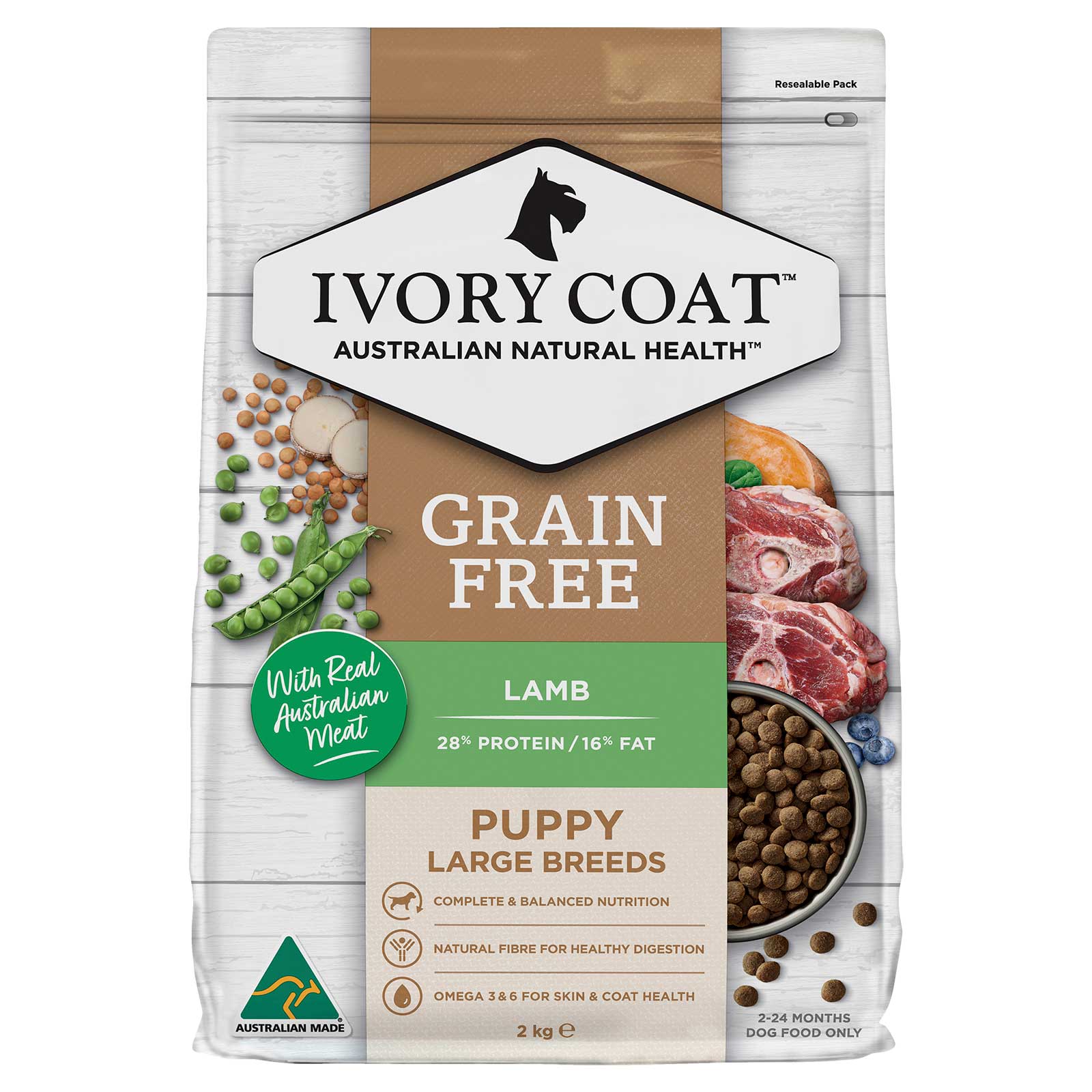 Ivory Coat Grain Free Dog Food Puppy Large Breed Lamb