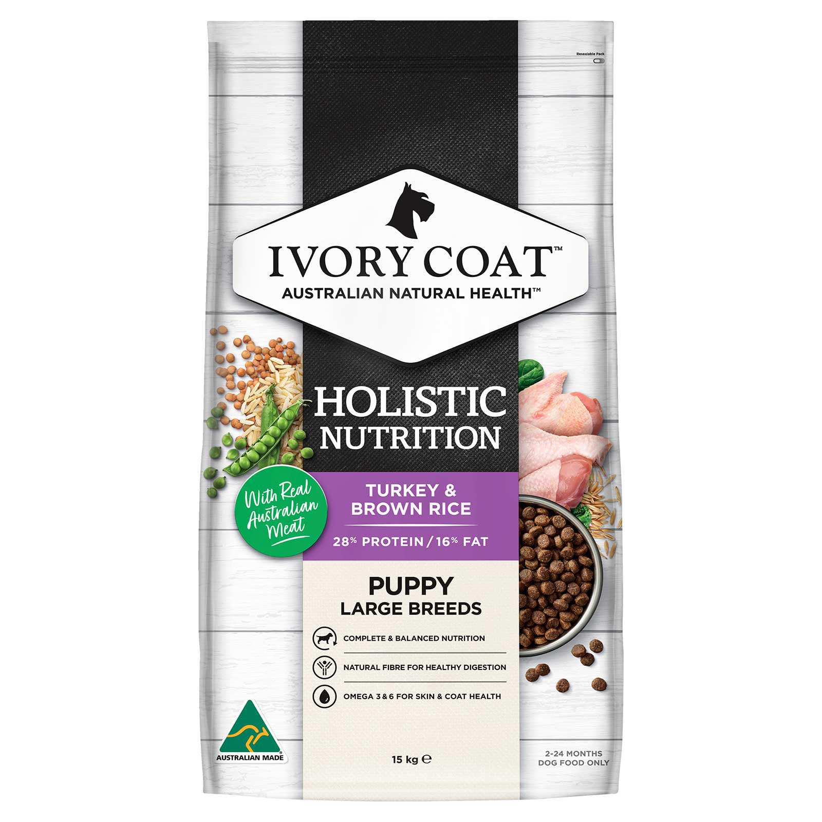 Ivory Coat Dog Food Puppy Large Breed Turkey & Brown Rice