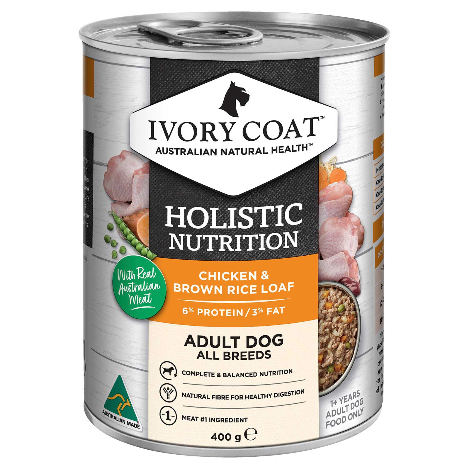 Ivory Coat Dog Food Can Adult Chicken & Brown Rice Loaf