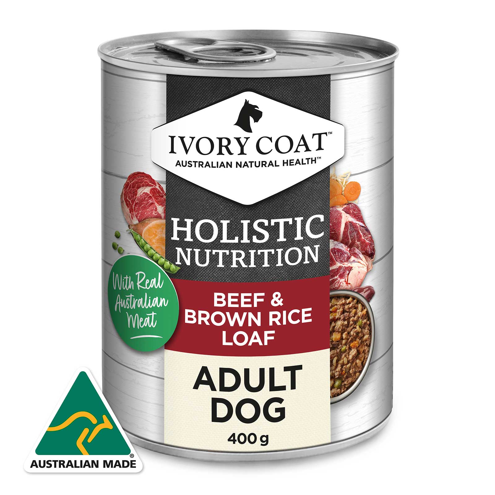 Ivory Coat Dog Food Can Adult Beef & Brown Rice Loaf