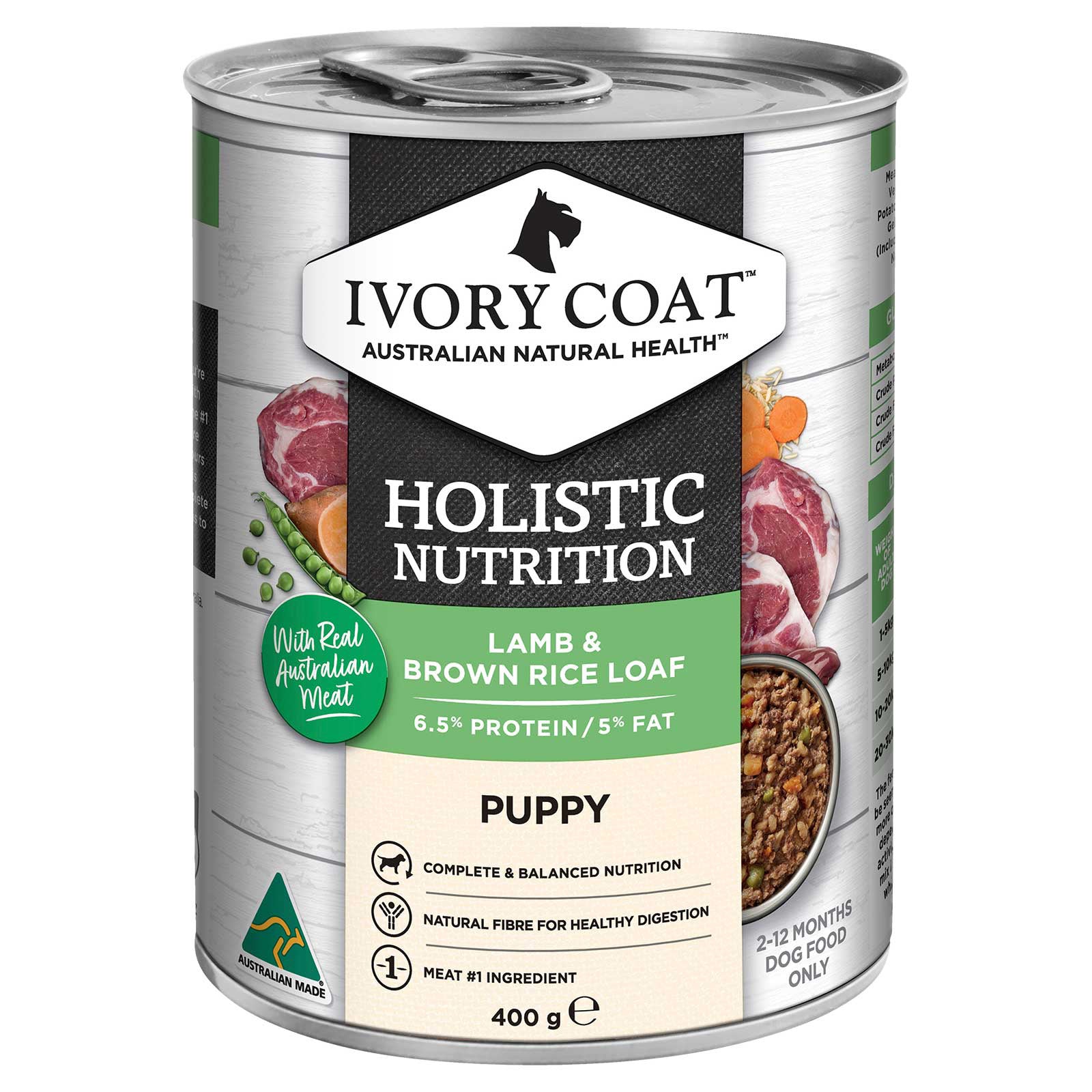 Ivory Coat Dog Food Can Puppy Lamb & Brown Rice Loaf
