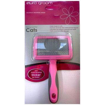 Euro Groom Cat Slicker Brush Curved Soft Pin