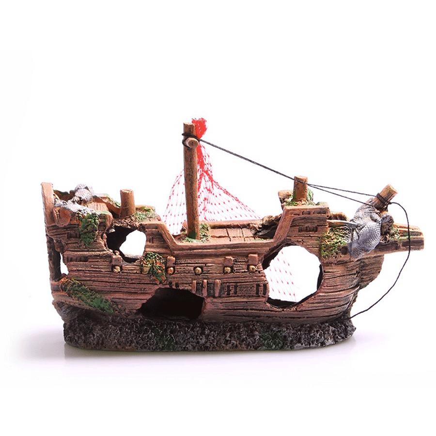 Aqua One Shipwreck With Net Ornament Aqua One