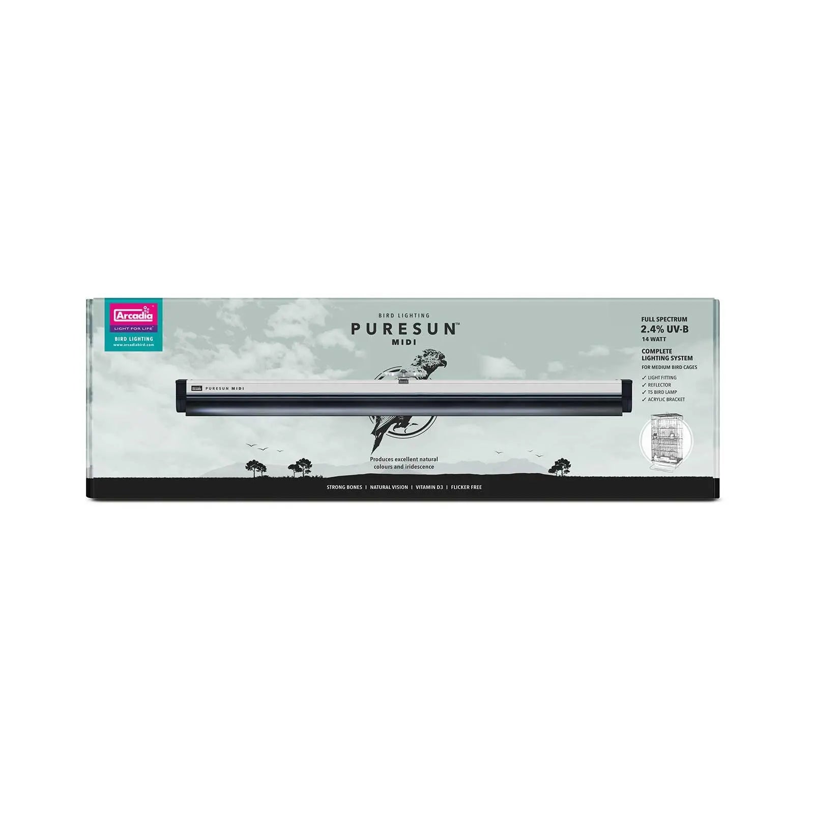 Arcadia UVB Bird Light PureSun Kit Midi 14W - Kellyville Pets