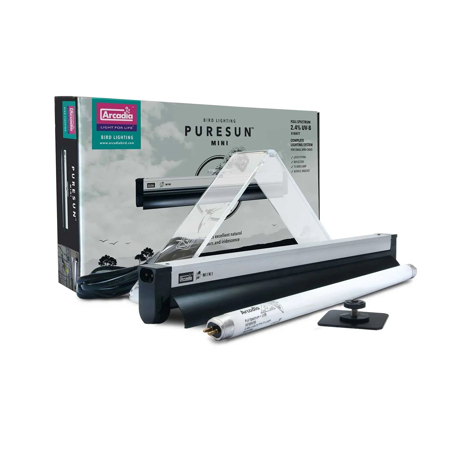 Arcadia UVB Bird Light PureSun Mini 8W - Kellyville Pets