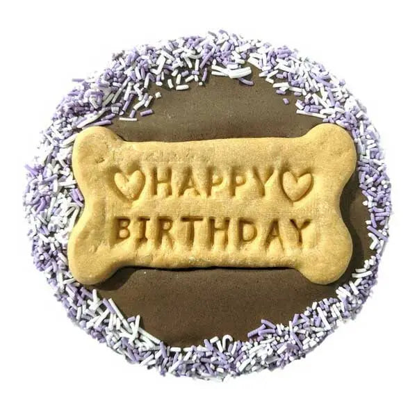 Frosted Happy Birthday Cookie Cake Dog Treat Huds & Toke