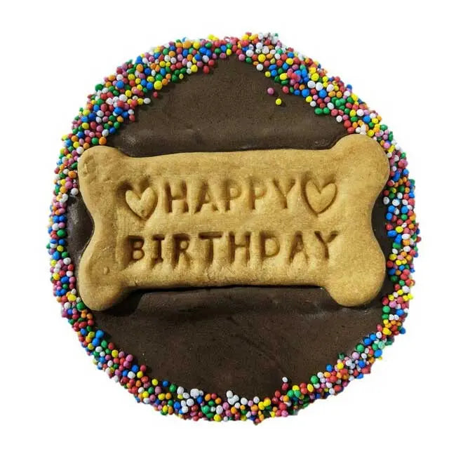 Frosted Happy Birthday Cookie Cake Dog Treat Huds & Toke