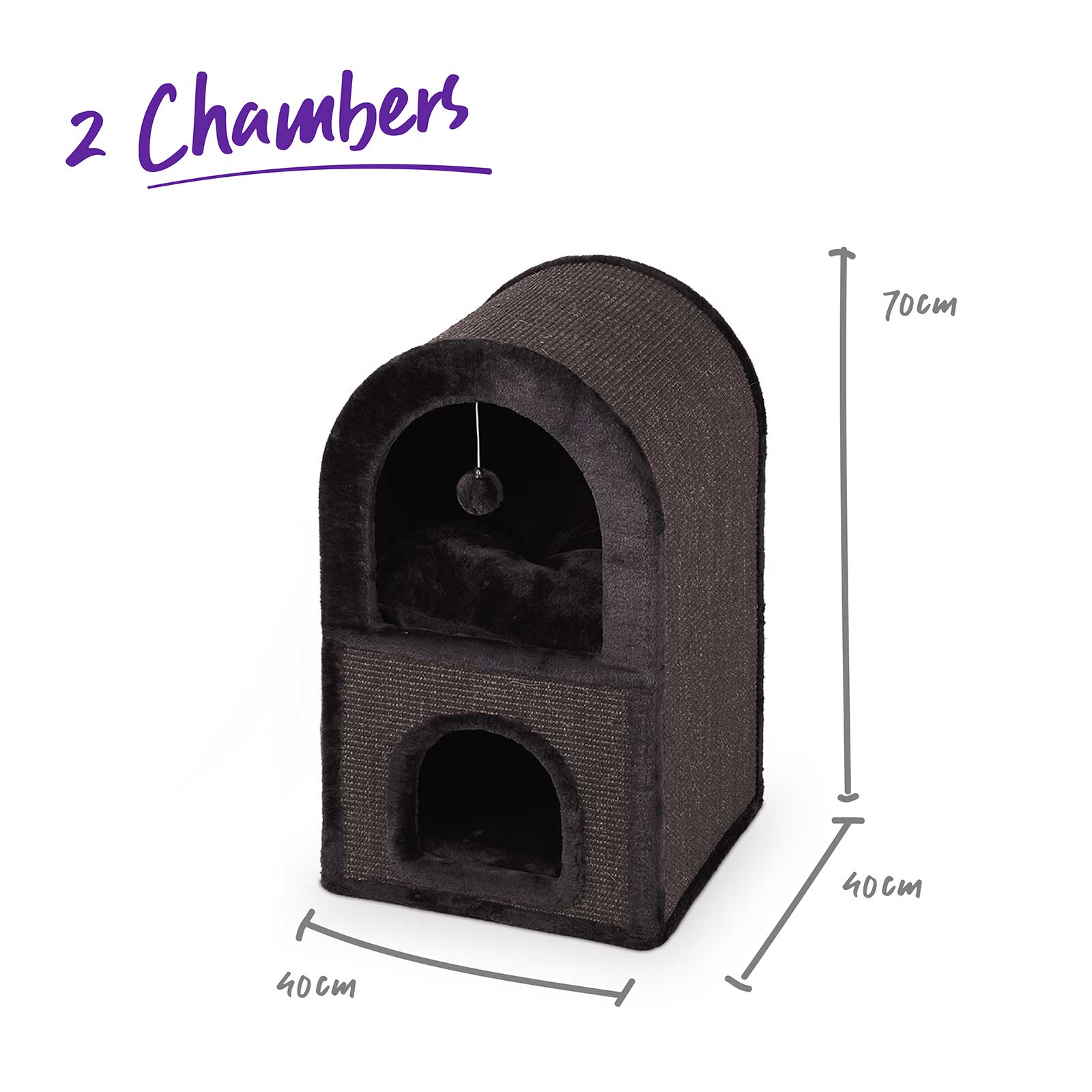 Kazoo Cat Scratcher - 2 Chamber Den Charcoal