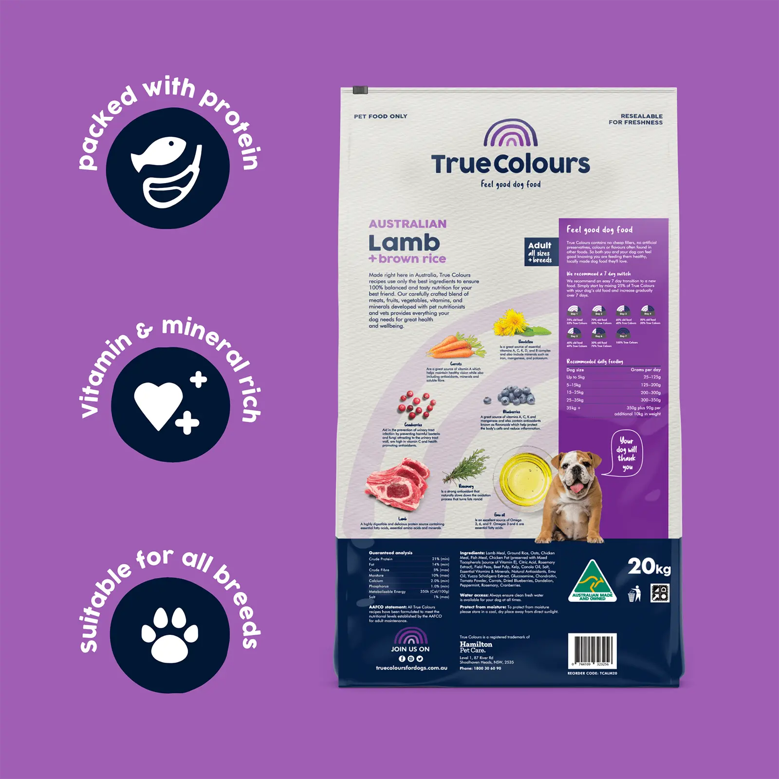 True Colours Dog Food Adult Lamb & Rice - Kellyville Pets
