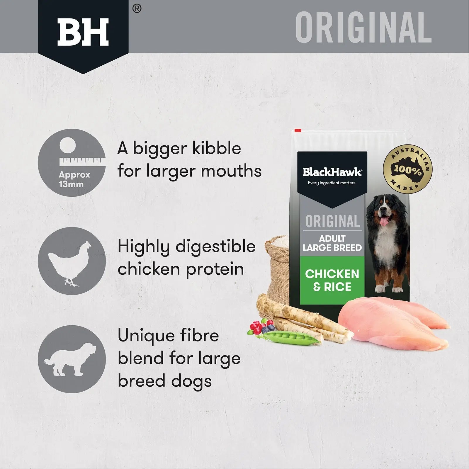 Black Hawk Dog Food Adult Large Breed Chicken & Rice - Kellyville Pets