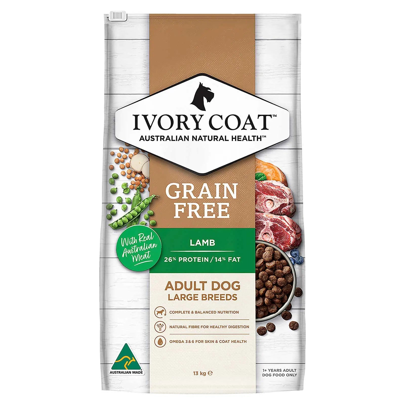 Ivory Coat Grain Free Dog Food Adult Large Breed Lamb - Kellyville Pets