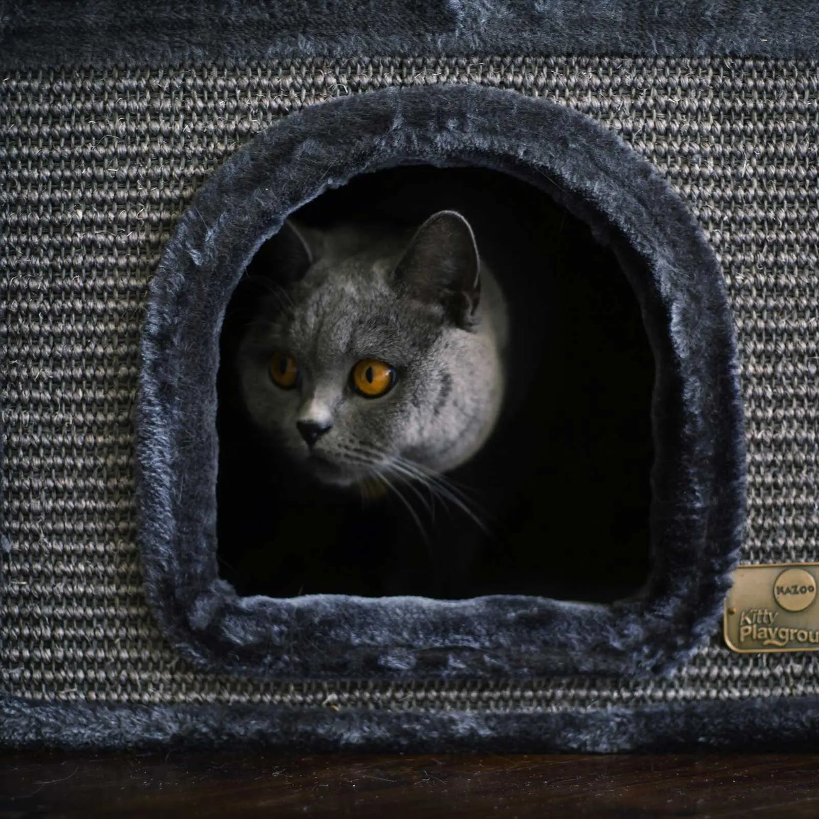 Kazoo Cat Scratcher - 2 Chamber Den Charcoal - Kellyville Pets