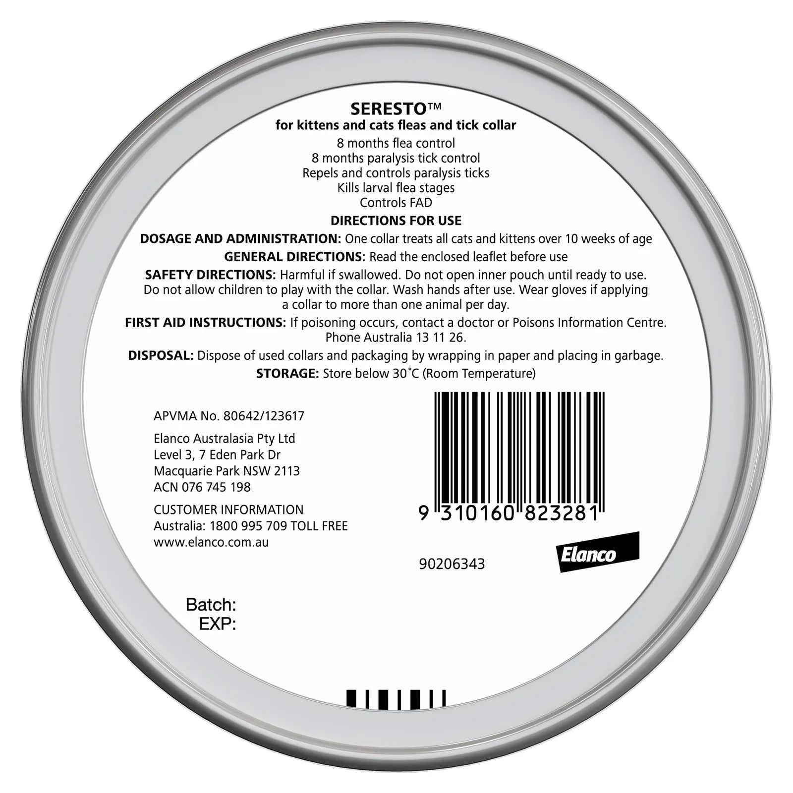 Seresto Collar Flea & Tick Prevention for Kittens & Cats - Kellyville Pets