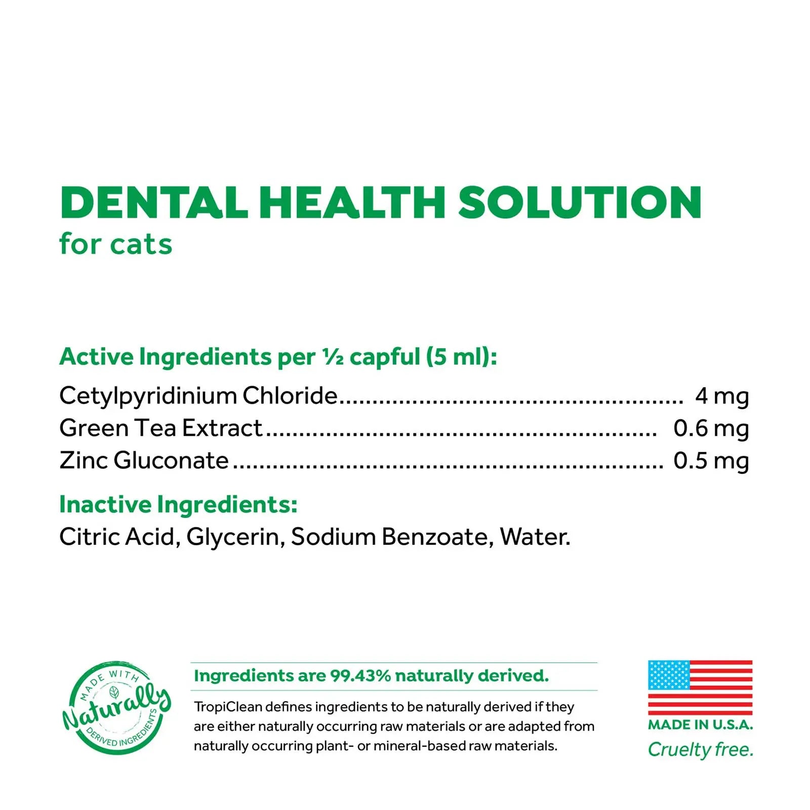 TropiClean Fresh Breath Cat Dental Health Solution - Kellyville Pets